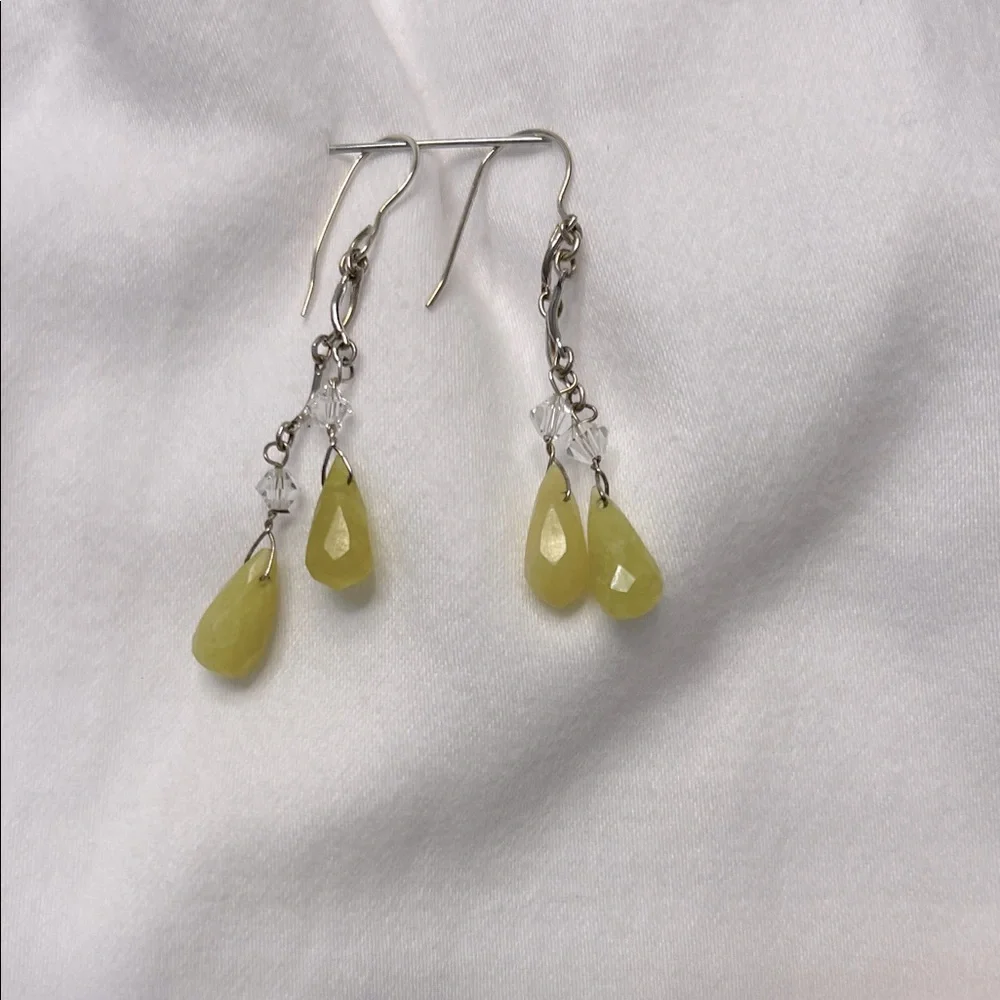 Citron and Crystal Drop Earrings